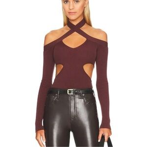 NBD Revolve Zuri Crossover Cut Out Top in Chocolate Size Small